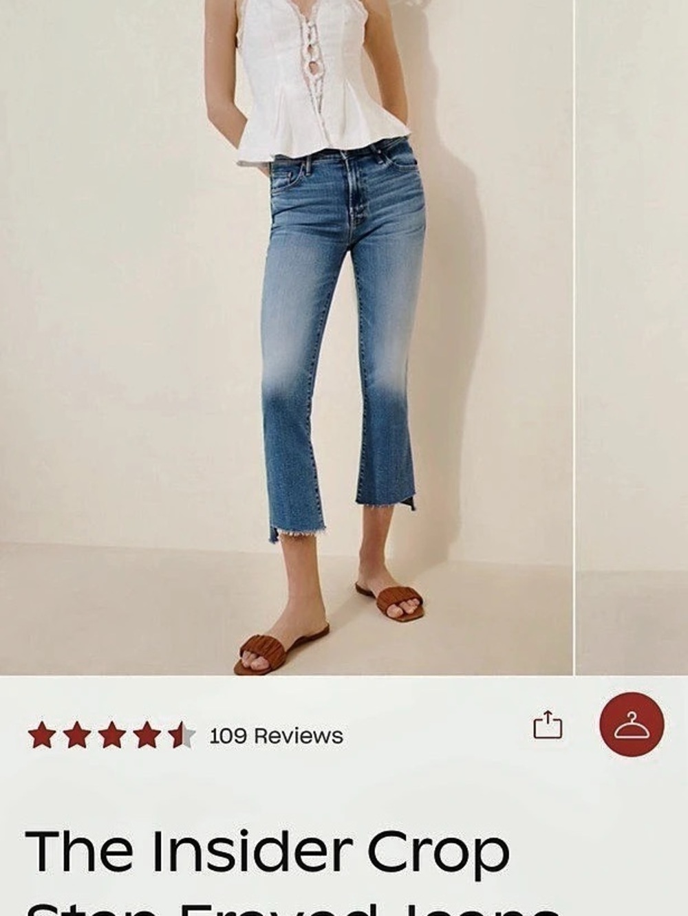 MOTHER The Insider Crop Step Frayed Jeans Blue
